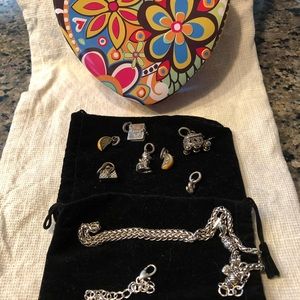 Lot of Brighton tin charms and chain